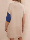 Luxury L'Affaire Women's Casual Colour Block Dress Crew Neck Knit Long Sweater