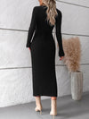 Luxury L'Affaire: Elevate Your Style - New Elegant Solid Colour V-Neck Long-Sleeved Sweater Dress
