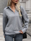 Luxury L'Affaire: Elevate Your Style - New Casual Solid Colour Lapel Grey Sweatshirt