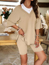 Luxury L'Affaire: Elevate Your Style - New Fashionable V-Neck Top and Shorts Suit