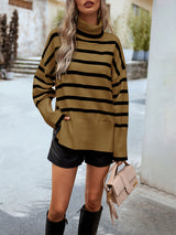 Luxury L'Affaire: Elevate Your Style - New Casual Round Neck Striped Long Sleeve Sweater