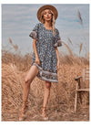 Luxury L'Affaire's Printed Round Neck Short Vintage Dress