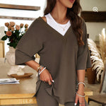 Luxury L'Affaire's New Fashionable V-Neck Top and Shorts Suit