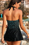 Luxury L'Affaire Women's Halter Print Tankini Split Swimsuit