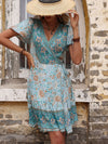 Luxury L'Affaire's Retro Women's Print Blue One-Piece Dress