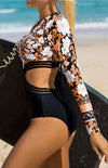 Luxury L'Affaire's Women's Long Sleeve Printed Cutout One Piece Swimsuit