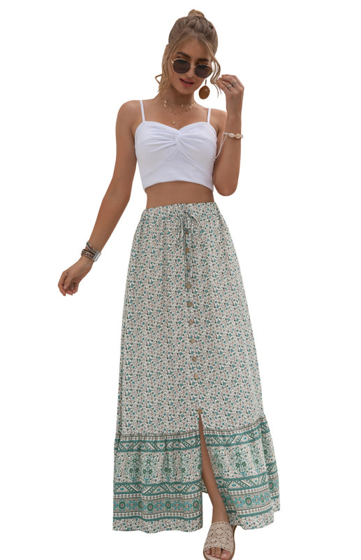 Women's High-Waisted Fashion Printed Flounce Skirt