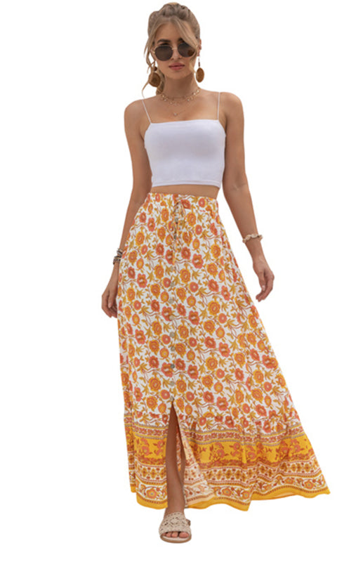 Women's High-Waisted Fashion Printed Flounce Skirt