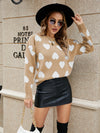 Women's Dropped Sleeves Round Neck Heart Sweater