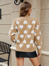 Women's Dropped Sleeves Round Neck Heart Sweater
