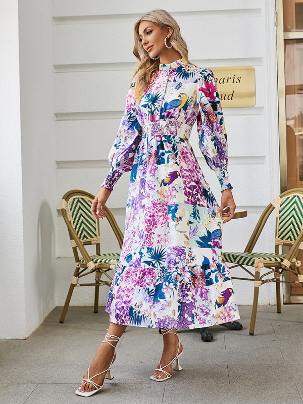 Women’s Floral Print Lace Maxi Dress