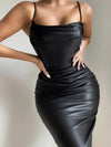 Luxury L'Affaire: Unleash Your Sexy Side - Minimalist Faux Leather Bodycon Dress