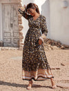 Luxury L'Affaire V Neck Button Up Floral Print Long Chiffon Sleeve Maxi Dress