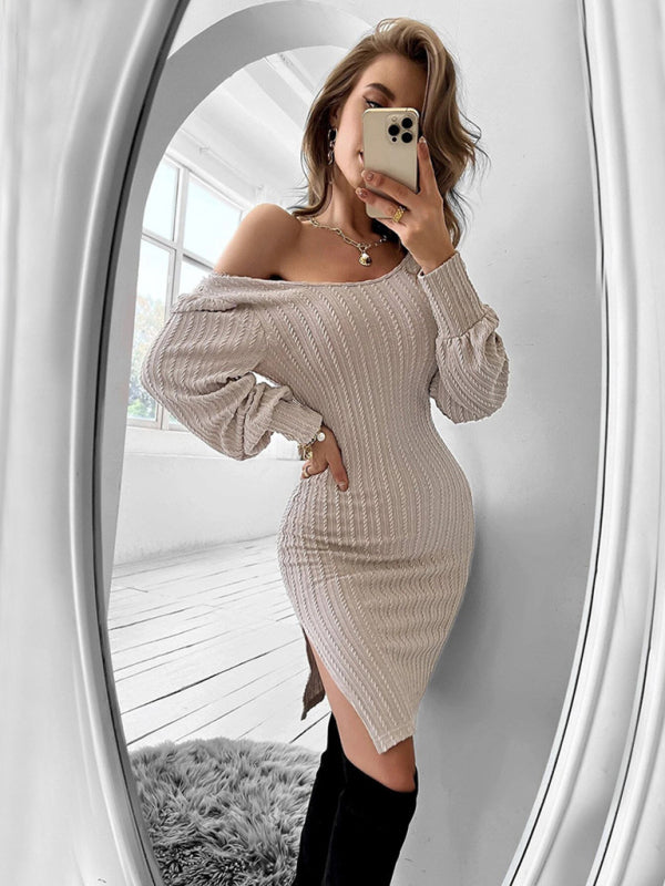 Women's Sexy Backless Panel Lace Long Sleeve Dress