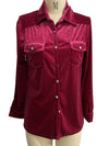 Luxury L'Affaire Women's Solid Color Utility Velvet Button Up Shirt