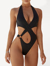 Luxury L'Affaire Women's Solid Color O-ring Cutout One-piece Swimsuit