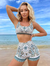 Luxury L'Affaire's Women's Printed Two-piece Bikini Crop Top With High-waist Bottoms Swimming Set
