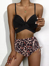 Luxury L'Affaire Women's Sexy Sling Mesh Print Split High Waist Three-Piece Swimsuit