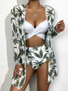 Luxury L'Affaire Women's Sexy Sling Mesh Print Split High Waist Three-Piece Swimsuit