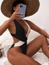 Luxury L'Affaire Women's Bi-Color Plunge One-Piece Swimming Suit