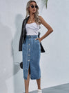 Luxury L'Affaire's Women's Denim Button-Up Midi Skirt