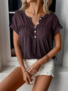Luxury L'Affaire Women's Knit Short Sleeve Half Cardigan T-Shirt
