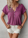 Luxury L'Affaire Women's Knit Short Sleeve Half Cardigan T-Shirt