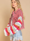 Luxury L'Affaire Women's Casual Fashion Denim Rainbow Long-Sleeved Splicing Jacket