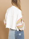 Luxury L'Affaire Women's Casual Fashion Denim Rainbow Long-Sleeved Splicing Jacket