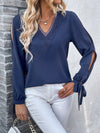 Luxury L'Affaire's Women's Long Sleeve Cross-Border Solid Colour Hollow Shirt