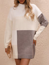 Luxury L'Affaire Women's Casual Colour Block Dress Crew Neck Knit Long Sweater