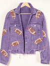 Luxury L'Affaire Corduroy and rugby sequined jacket women's short baseball uniform