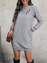 Luxury L'Affaire: Elevate Your Style - New Long-Sleeved Solid-Colour Sweatshirt Dress