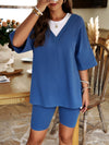 Luxury L'Affaire: Elevate Your Style - New Fashionable V-Neck Top and Shorts Suit